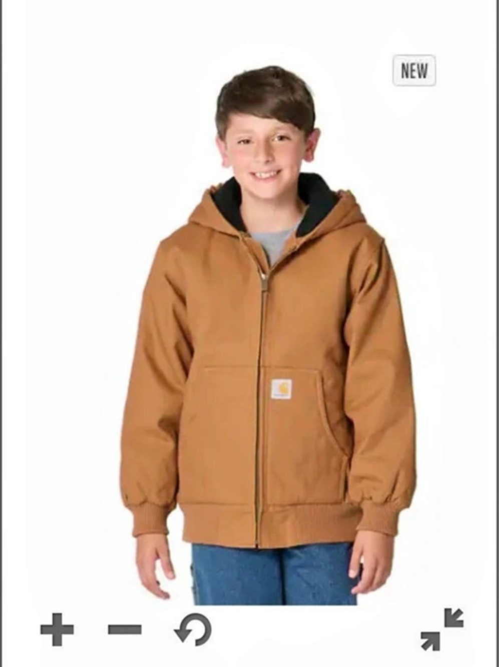 Carhartt Boys Canvas Insulated Hooded Active Jacket Brown